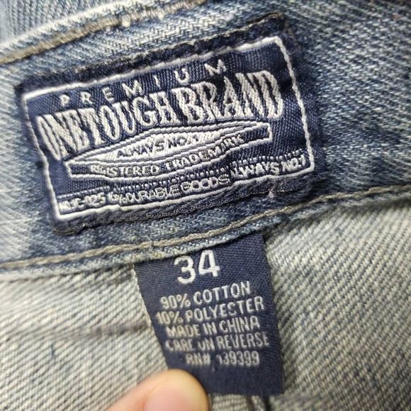 Premium One Touch Brand Mens Jean Shorts Blue Whiskered Pockets Flat Front 34 - Picture 8 of 11